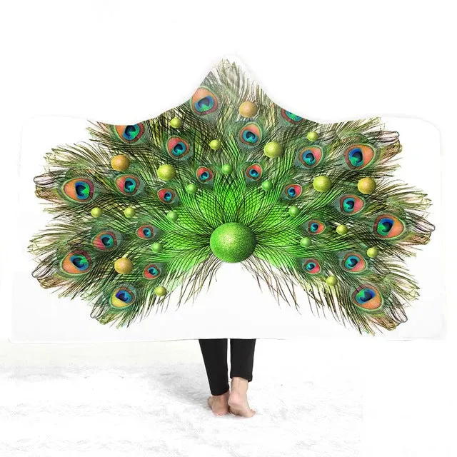 3D peacock Hooded Blanket