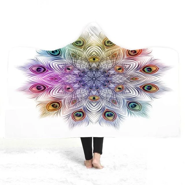 3D peacock Hooded Blanket