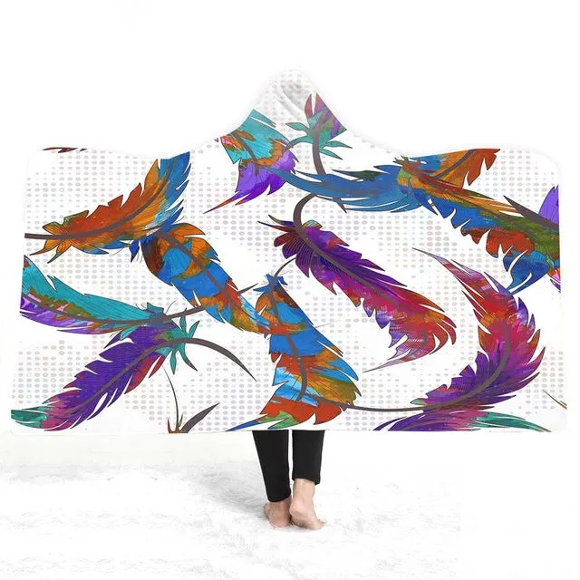 3D peacock Hooded Blanket