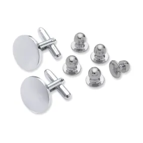 All Silver Cufflink & Stud Set