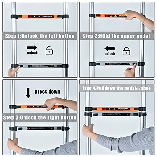 ALPURLAD Telescoping Ladder 10.5FT Aluminum Extension Ladders Lightweight Collapsible Ladder Telescopic Ladders for RV, Loft, Attic, Home, 330lbs Capacity