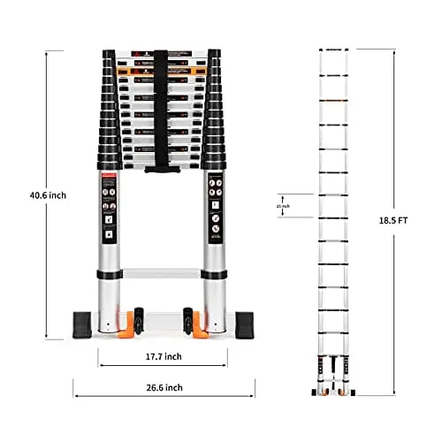 ALPURLAD Telescoping Ladder 10.5FT Aluminum Extension Ladders Lightweight Collapsible Ladder Telescopic Ladders for RV, Loft, Attic, Home, 330lbs Capacity