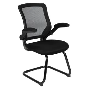 Black Mesh Sled Base Side Reception Chair with Flip-Up Arms [BL-ZP-8805C-GG]