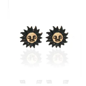 Black Sun Face Earrings