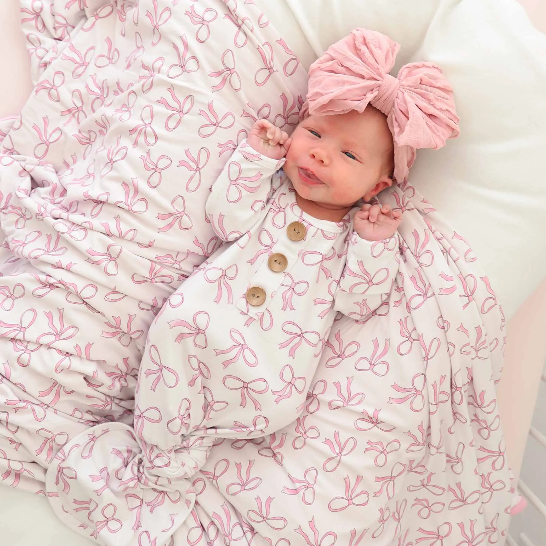 Blushing Bows Oversized Swaddle Blanket