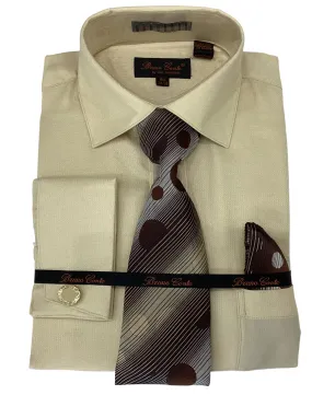 Bruno Conte Regular Fit Dress Shirt Combo - Tan