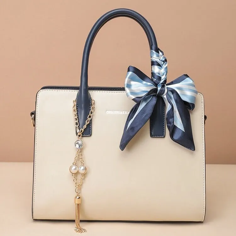 Cute White Contrast Color Minimalist Simple Slick Luxury Genuine Leather Handbag for Women, Shoulder Bag, Crossbody Bag