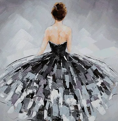 Dancer Oil Painting on Canvas Ballerina Girl Is Like Bride in a Wedding Dress