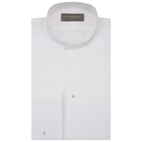 Delaney White Stiff Bib Tunic Collar Shirt