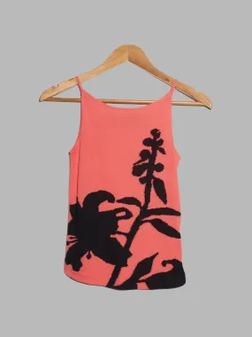 Dirk Van Saene coral pink cotton jersey floral jacquard singlet - size 36