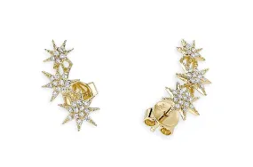 Earrings 14kt Gold 3 South Stars & Diamonds Studs