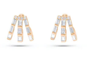 Earrings 14kt Rose Gold Cage Lobe Studs & Diamonds