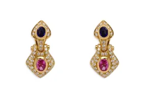 Earrings 18kt Gold Classic Sapphires & Diamonds