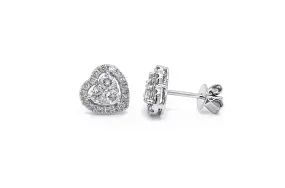 Earrings 18kt Gold Heart & Diamonds Stud