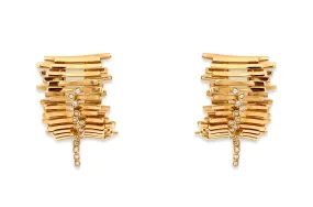 Earrings 18kt Gold Studs & Round Diamonds Drop