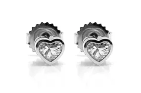 Earrings Heart Diamonds Studs in Platinum