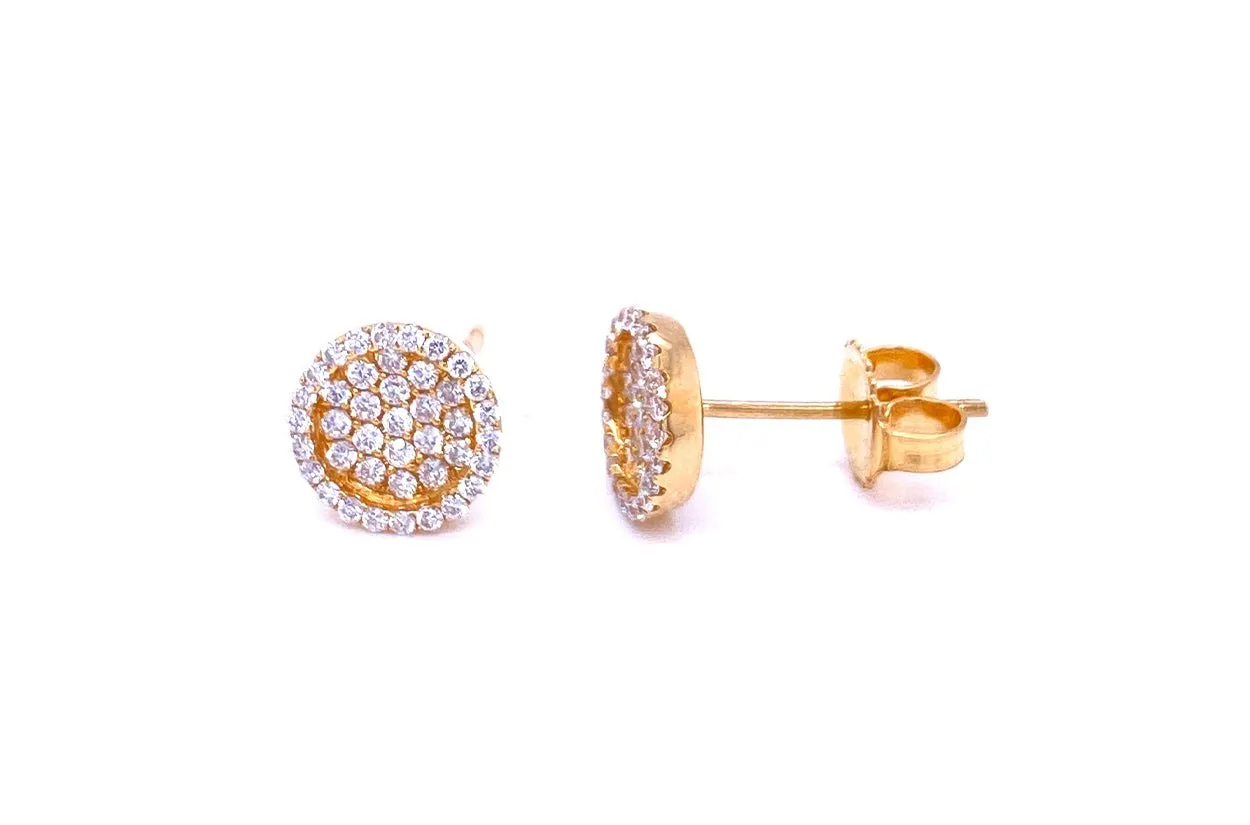 Earrings Stud Double Circle 18kt Gold & Diamonds