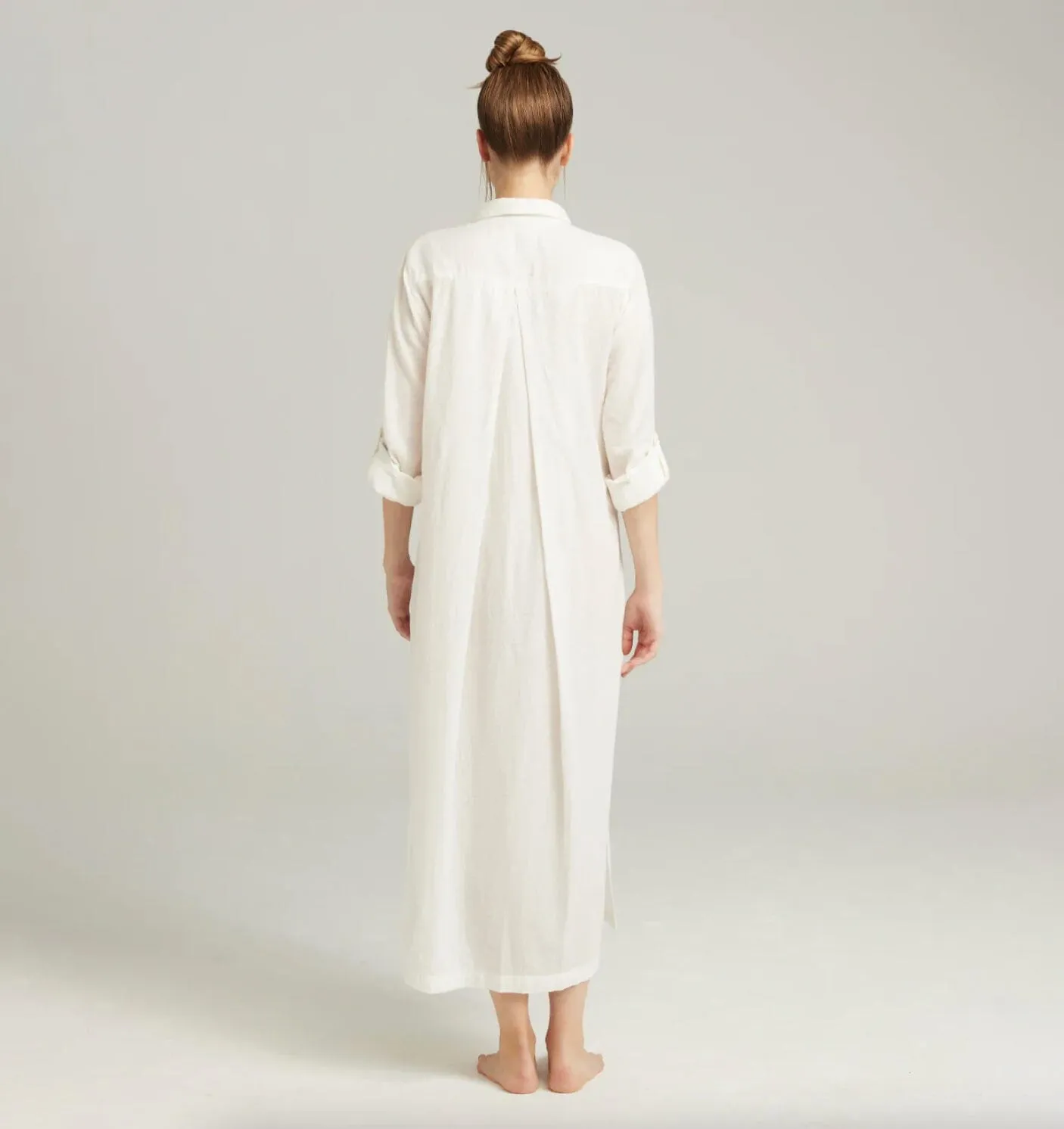 Floor length relaxed fit nightshirt [Linen White]