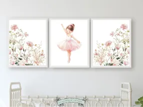 Floral Ballerina Nursery Prints