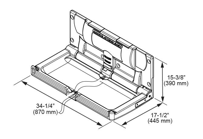 FOUNDATIONS® 100-EH-02 Surface-Mounted, Horizontal-Folding BLACK Baby Changing Station