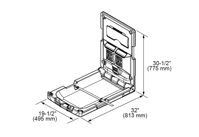 FOUNDATIONS® 100-EV Surface-Mounted, Vertical-Folding Light Gray Baby Changing Station