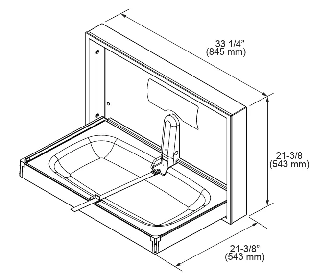 FOUNDATIONS® 100SS-SM Surface-Mounted, Horizontal-Folding Full Stainless Steel Baby Changing Station