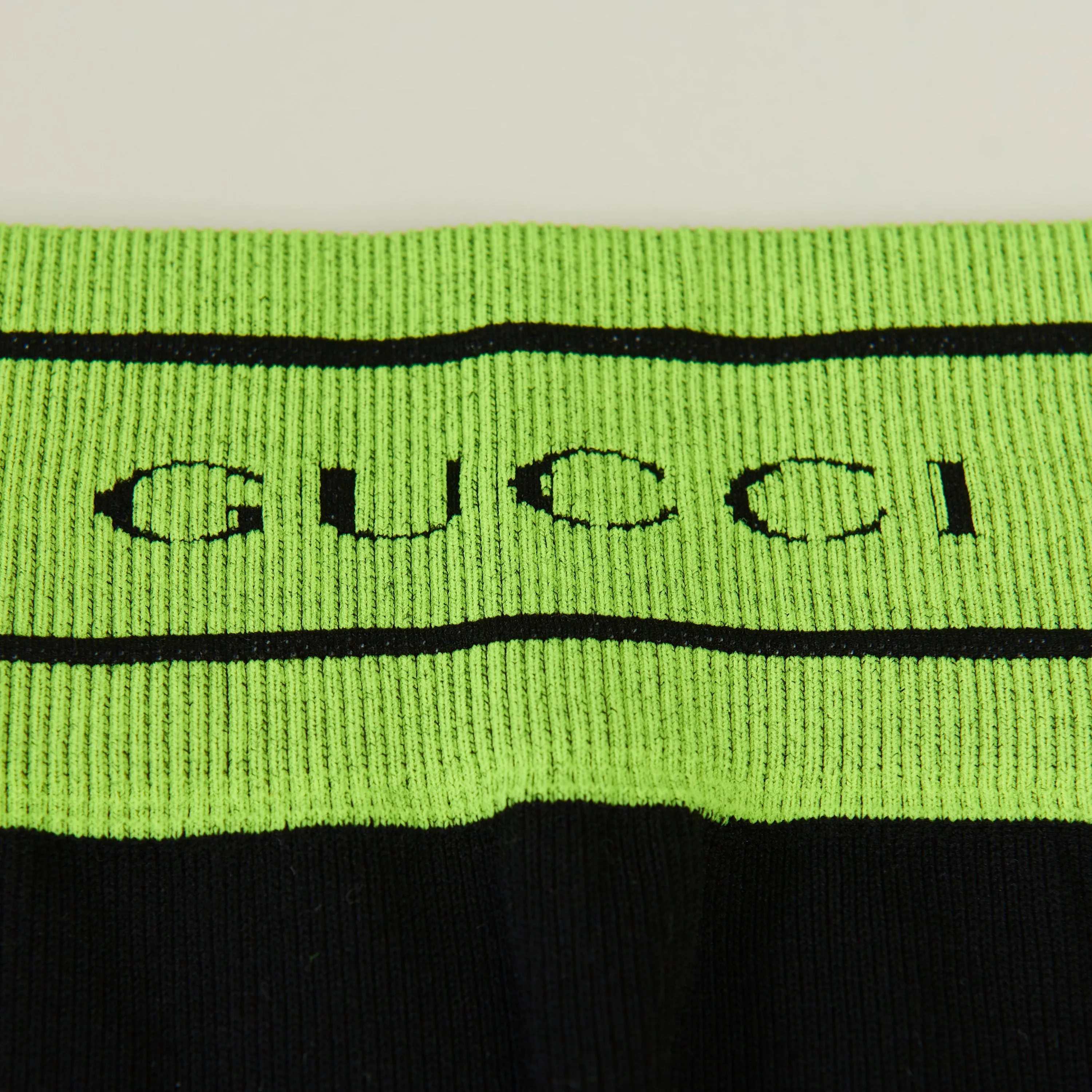 GG Jacquard Tubular Jersey Leggings In Black/Fluorescent Yellow