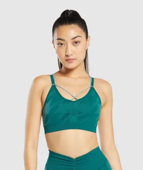 Gymshark Apex Limit Seamless Ruched Sports Bra - Deep Teal/Duck Egg Blue