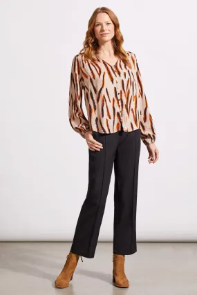 JACQUARD CHALLIS BUTTON-UP BLOUSE-Dkdesert