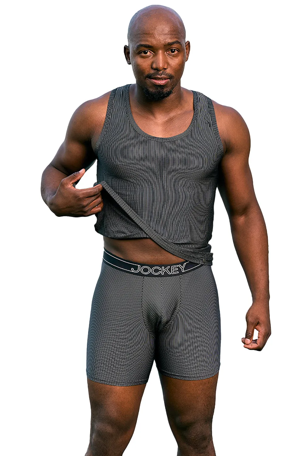 Jockey  Ripple Effect Stripe Nylon Stretch Long Leg Trunk