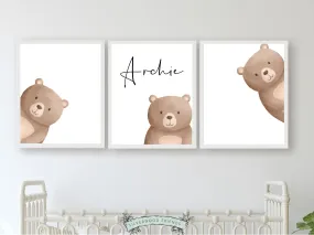 ORIGINAL Peeking Bear Nursery Print - Personalised