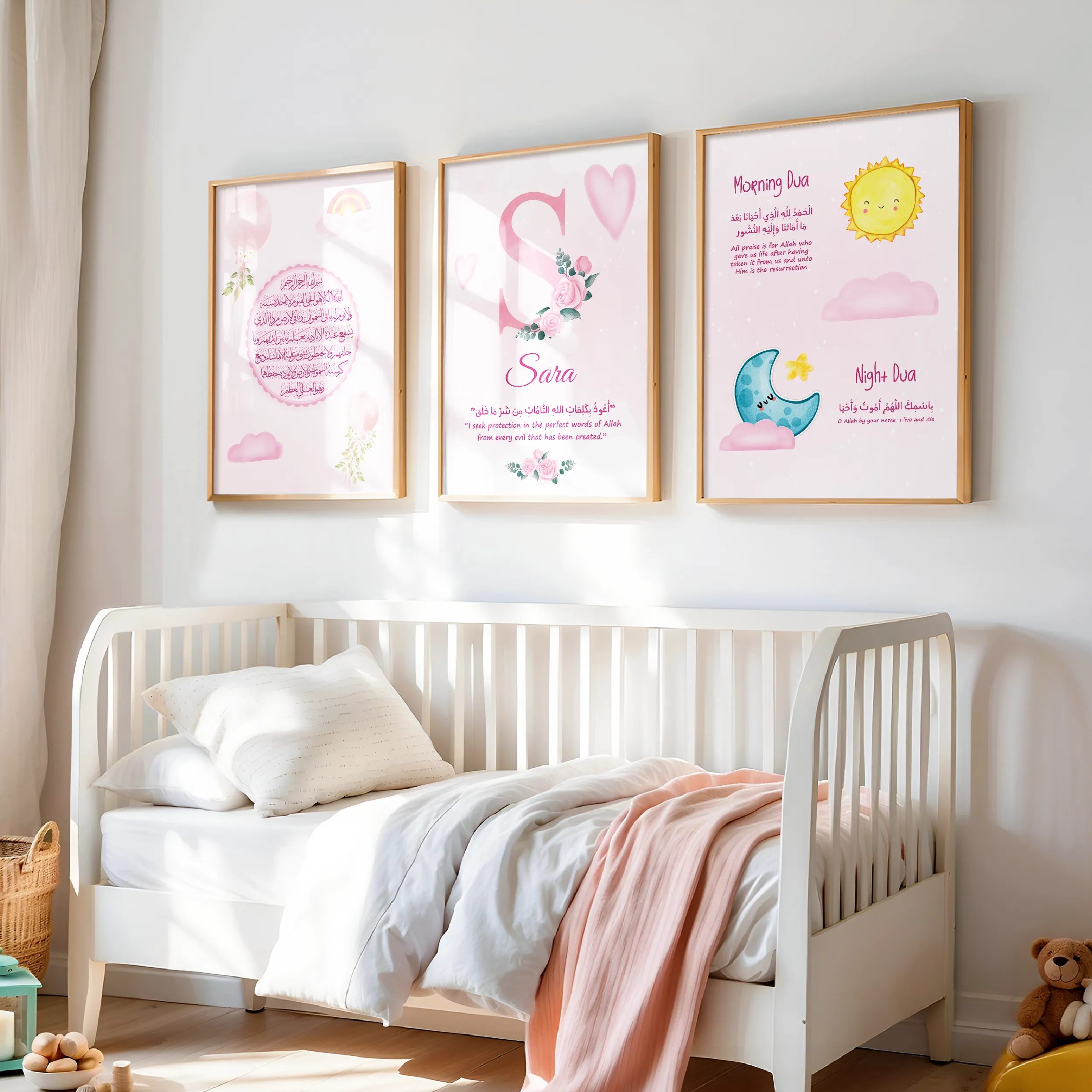 Personalised Kids Girl Wall Art Set