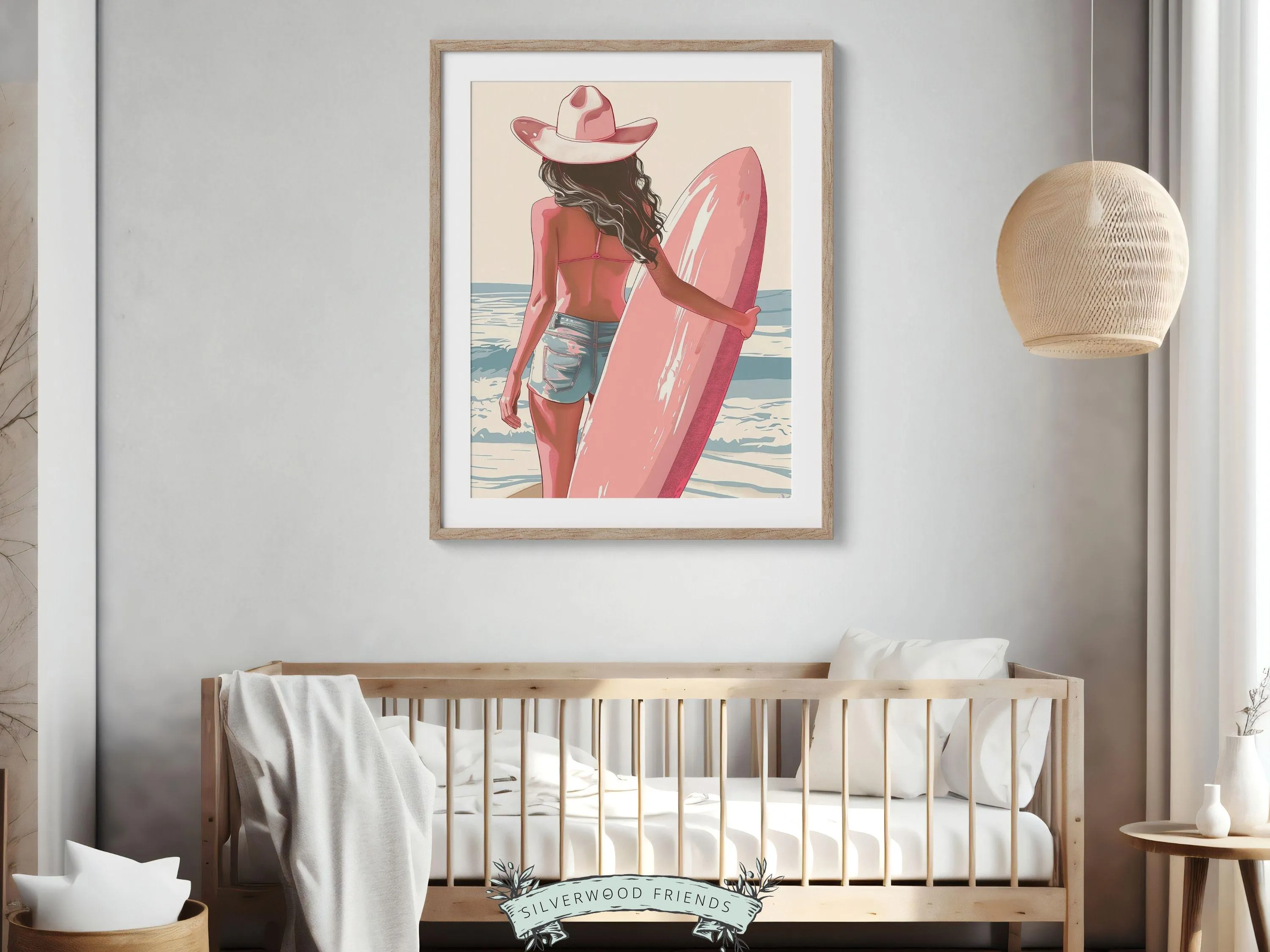 Pink Girl Surfer Print - 001