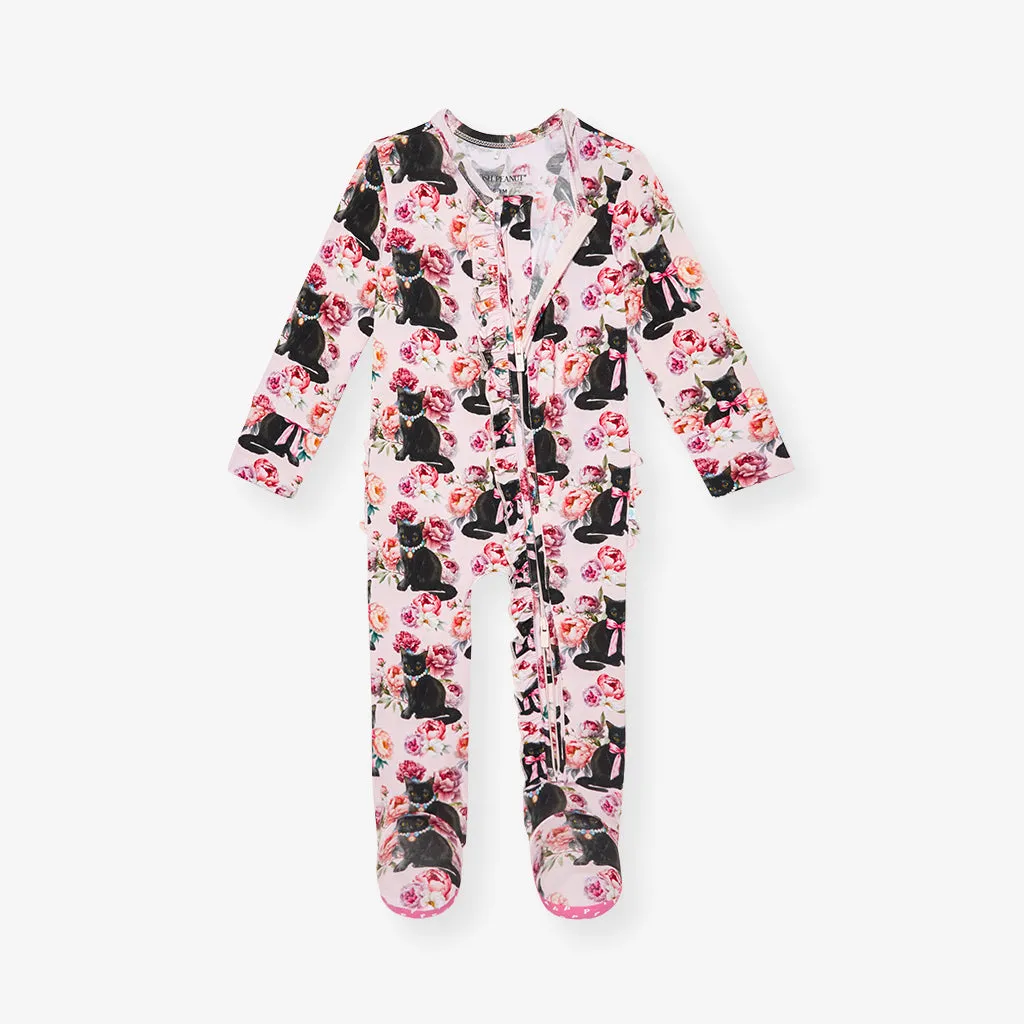 Purrsephone Footie Ruffled Zippered One Piece