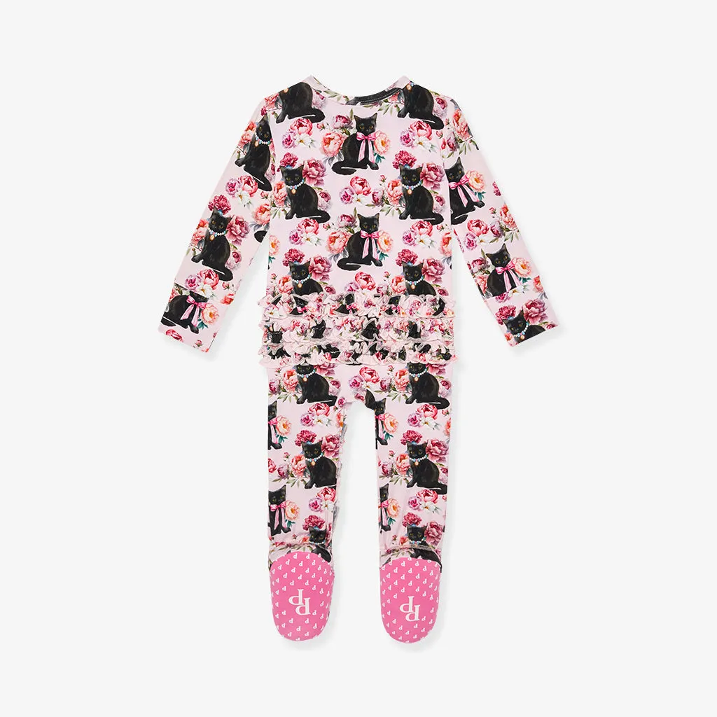 Purrsephone Footie Ruffled Zippered One Piece