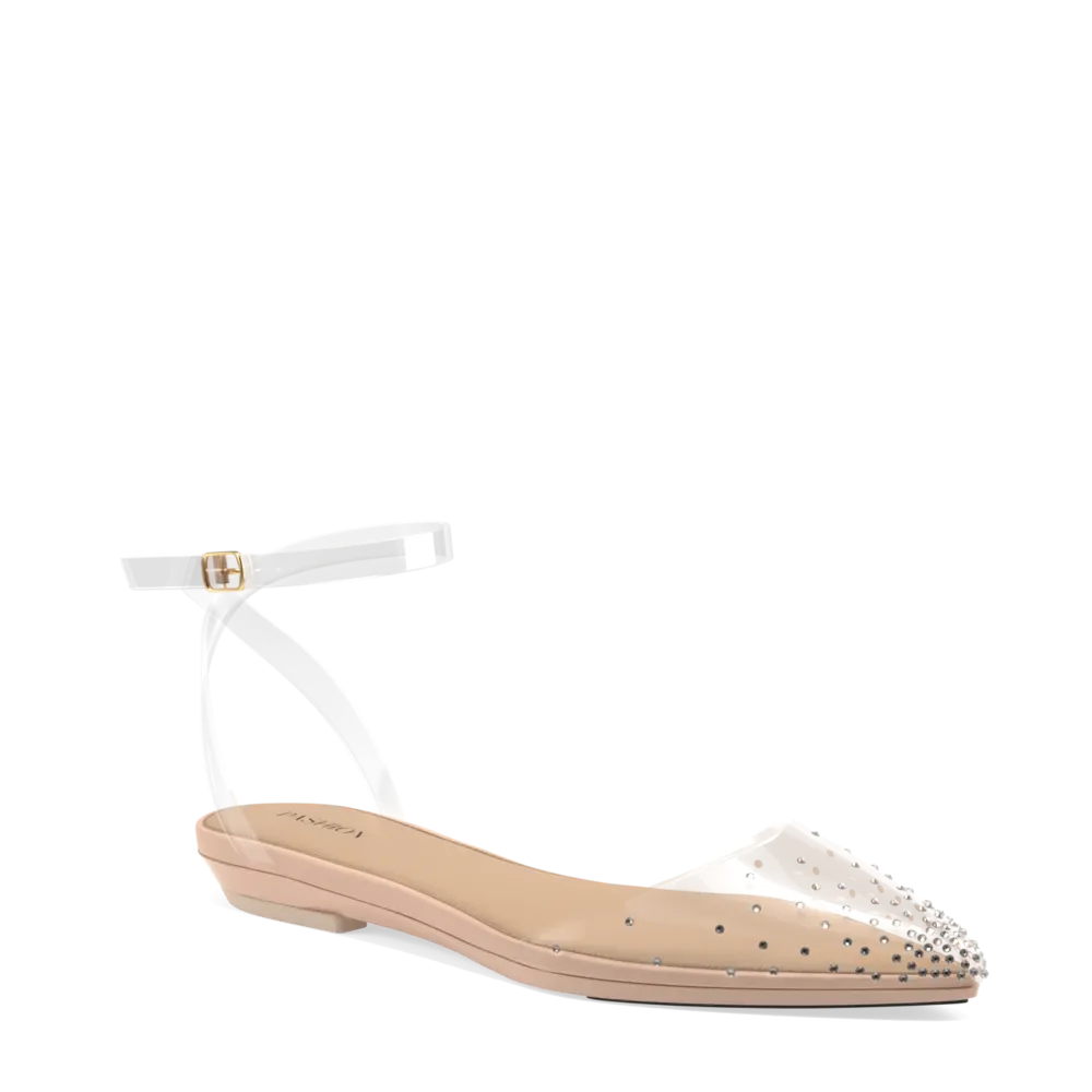 The D'Orsay - Sand Transparent Rhinestone   Block Heel Kit 4 Sand