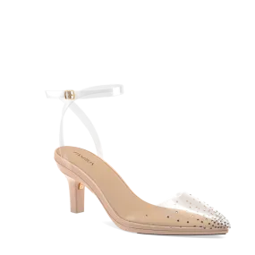 The D'Orsay - Sand Transparent Rhinestone   Stiletto Heel Kit 3 Sand