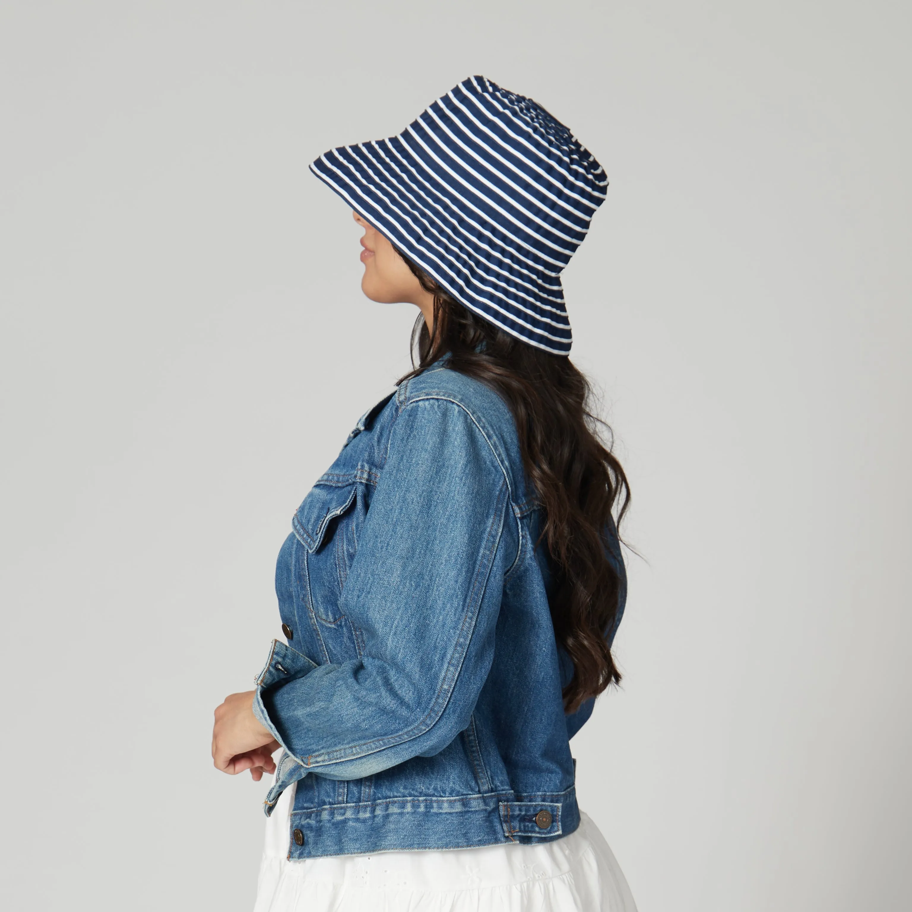 Women's Small Brim Ribbon Floppy - Navy